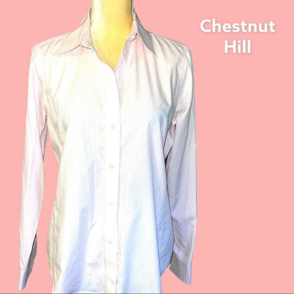 Chestnut Hill performance super nice white and pink shirt
